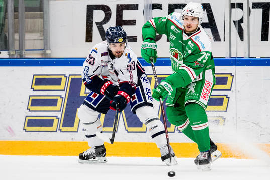 Linköpings Eddie Larsson och Rögles Lucas Elvenes