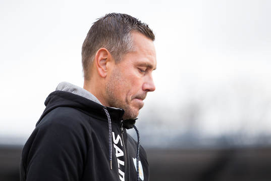 Göteborgs tränare Marcus Lantz innan fotbollsmatchen i