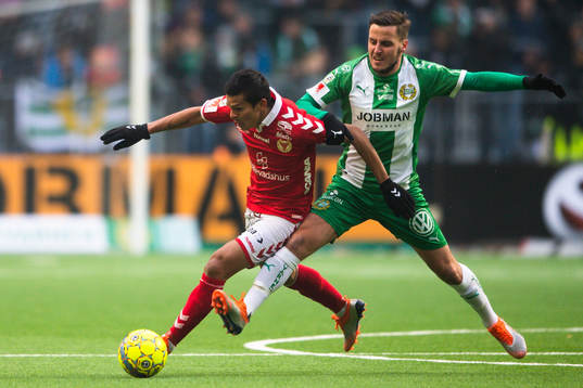 Kalmars Johan Stenmark och Hammarbys Jeppe Andersen