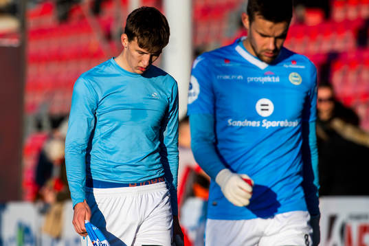 Axel Kryger and Remi Johansen of Sandnes Ulf look dejected