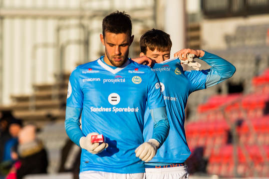 Remi Johansen and Axel Kryger of Sandnes Ulf look dejected