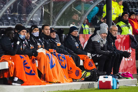 Lars Bohinen (far right), head coach of Aalesund
