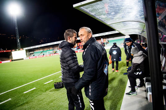 Eirik Bakke, head coach of Sogndal, and Lars Bohinen, head