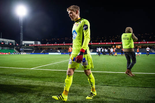 Goalkeeper Andreas Lie of Aalesund looks dejected