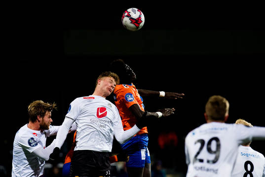 Ulrik Tillung Fredriksen of Sogndal and Pape Habib Gueye of