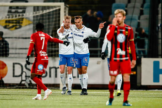 Norrköpings Kalle Holmberg  och Henrik Castegren  jublar
