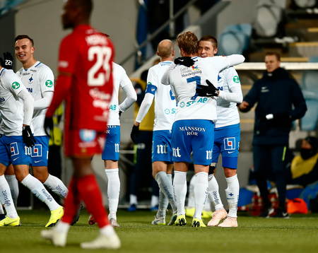 Norrköpings spelare jublar och Östersunds deppar