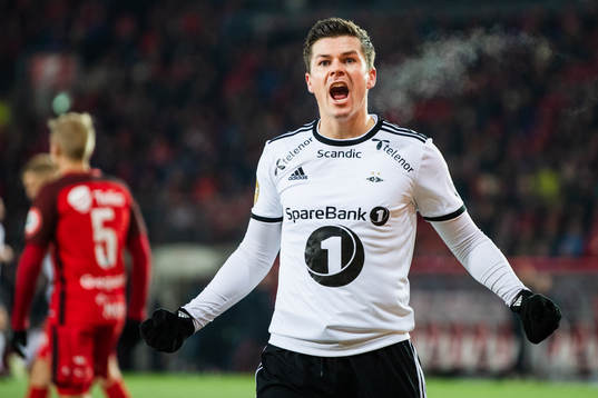 Pål André Helland of Rosenborg celebrates