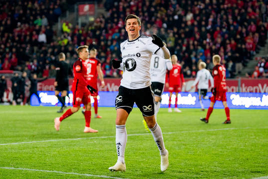 Pål André Helland of Rosenborg celebrates the 2-0 goal
