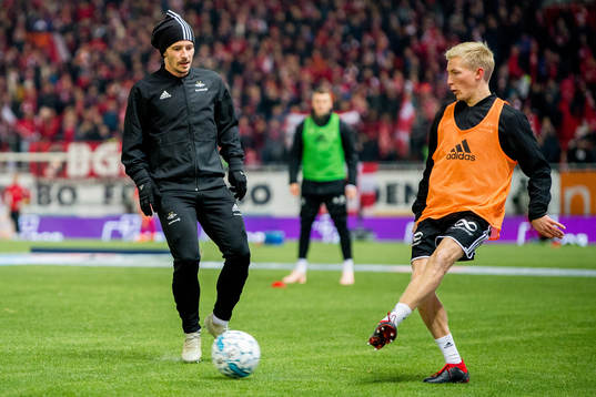 Mike Jensen and Birger Meling of Rosenborg