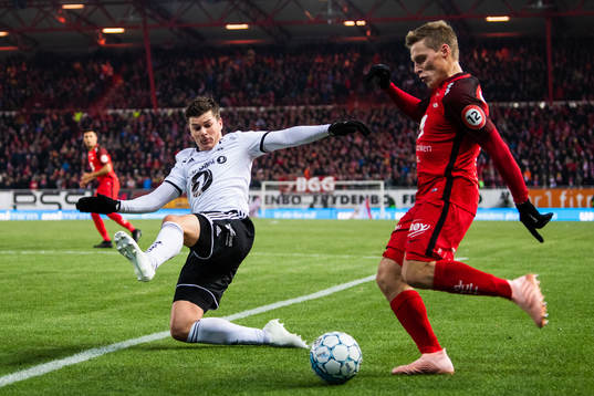 Pål André Helland of Rosenborg and Ruben Yttergård