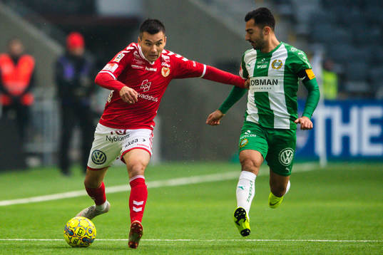 Kalmars Johan Stenmark och Hammarbys Jiloan Hamad