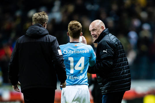 Malmö FFs tränare Uwe Rösler  med Anders Christiansen