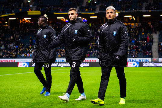 Malmö FFs Bonke Innocent, Egzon Binaku och Romain Gall