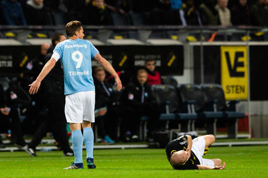 Malmö FFs Markus Rosenberg reagerar påm ett domslut
