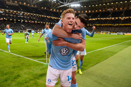 Malmö FFs Anders Christiansen och Marcus Antonsson jublar