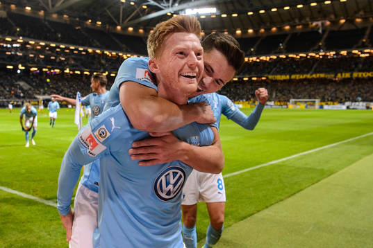 Malmö FFs Anders Christiansen och Marcus Antonsson jublar