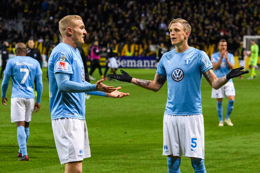 Malmö FFs Franz Brorsson och Sören Rieks deppar