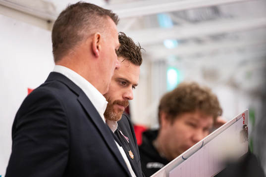 Moras tränare Mats Lusth och assisterande tränare Daniel