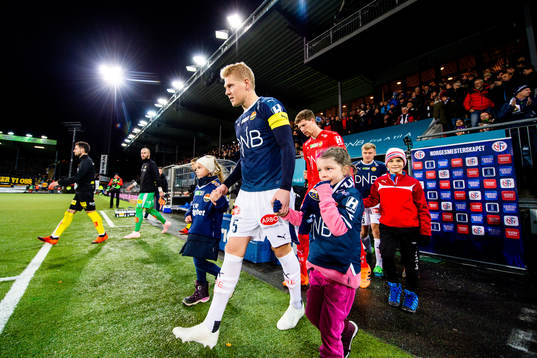 Jakob Glesnes of Strømsgodset enters the pitch