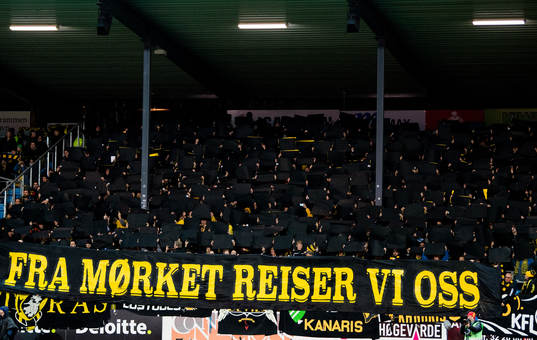 Supporters of Lillestrøm with a tifo