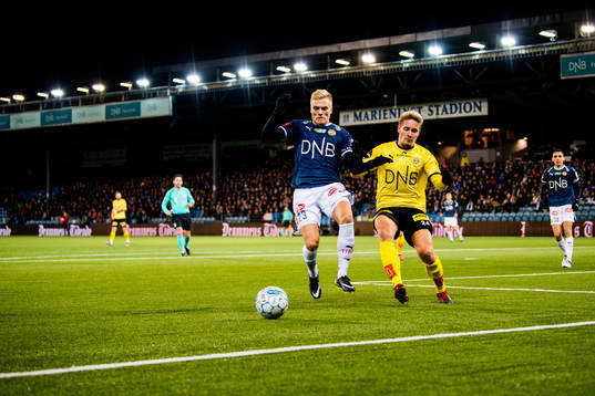 Eirik Ulland Andersen of Strømsgodset and Erik Tobias