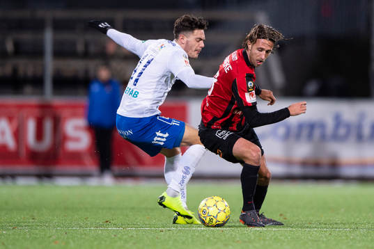 Brommapojkarnas Philip Hellqvist  och Norrköpings David