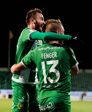 Hammarbys Mads Fenger Nielsen och Muamer Tankovic jublar