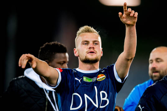Herman Stengel of Strømsgodset celebrates