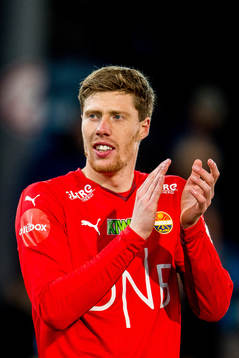 Goalkeeper Morten Sætra of Strømsgodset celebrates