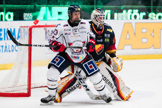 Linköpings Andrew Gordon och Djurgårdens målvakt Adam