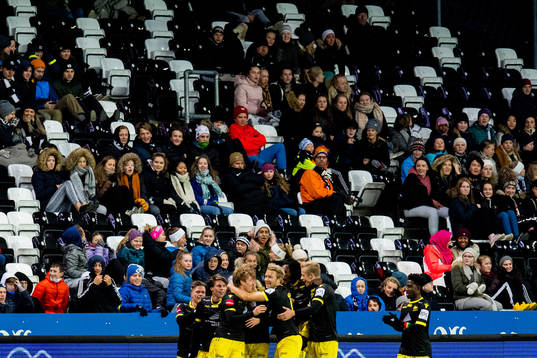 Niklas Sandberg of Start celebrates with teammates