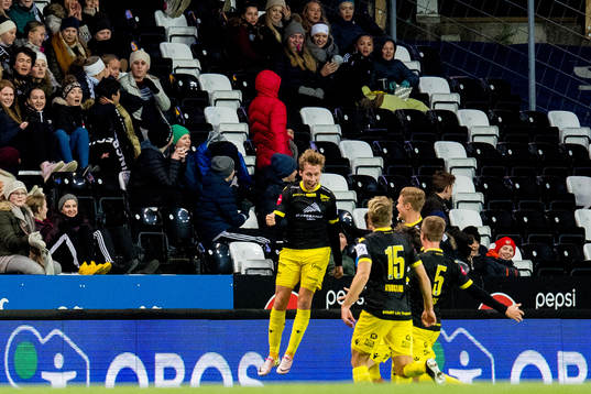 Niklas Sandberg of Start celebrates with teammates
