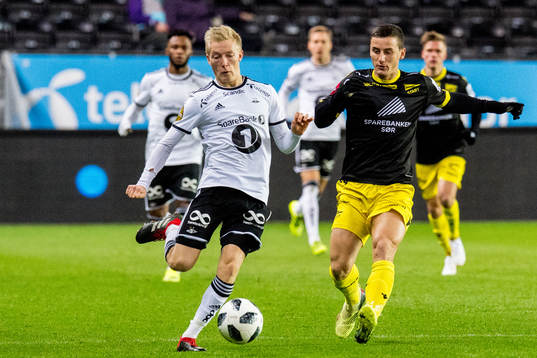 Birger Meling of Rosenborg and Herolind Shala of Start