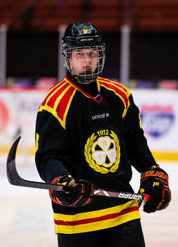 Brynäs Victor Söderström innan ishockeymatchen i SHL
