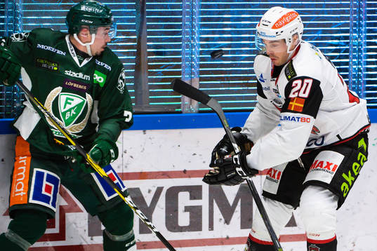 Färjestads Jens Westin och Malmö Redhawks Henrik Hetta