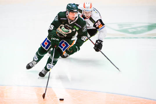 Färjestads Linus Johansson och Malmö Redhawks Axel
