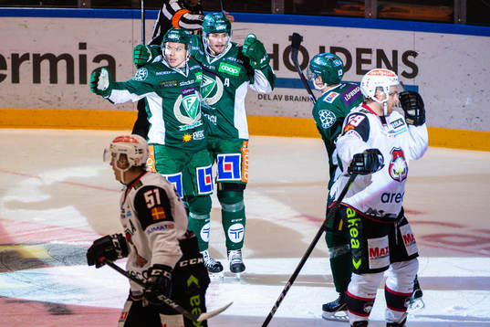 Färjestads Oskar Steen och Färjestads Linus Johansson