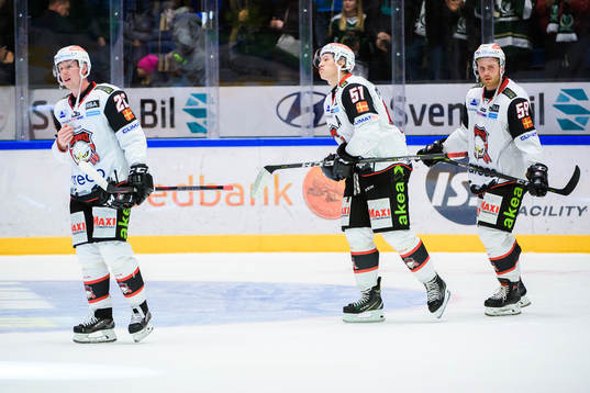 Malmö Redhawks Axel Wemmenborn, Emil Sylvegård och Anton