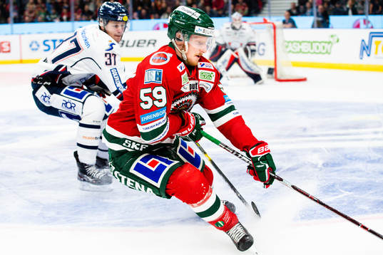 Frölundas Simon Hjalmarsson och Linköpings Adam Ginning