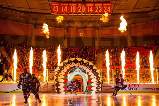 Frölundas intro innan ishockeymatchen i SHL mellan