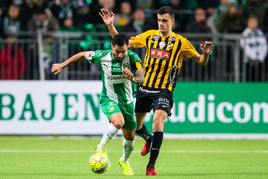Hammarbys Jiloan Hamad och Häckens Alexander Jeremejeff