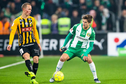 Häckens Adam Andersson och Hammarbys Leo Bengtsson