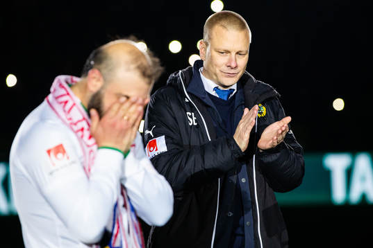 Hammarbys Kennedy Bakircioglu och tränare Stefan Billborn