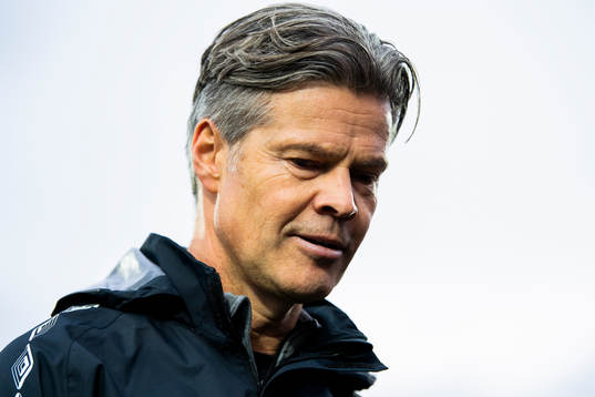 Vegard Hansen, head coach of Mjøndalen, looks dejected