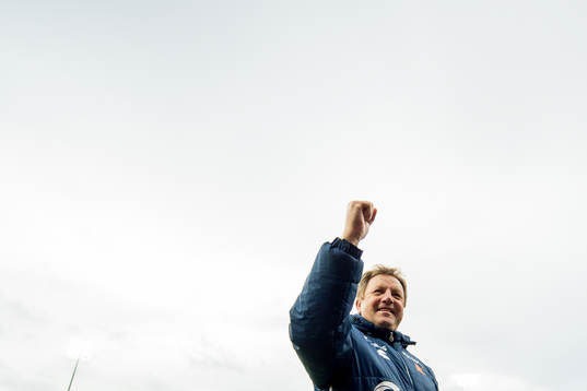 Bjarne Berntsen, head coach of Viking, celebrates