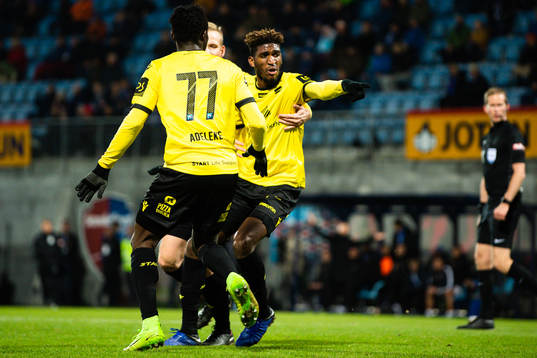 Damion Lowe of Start celebrates