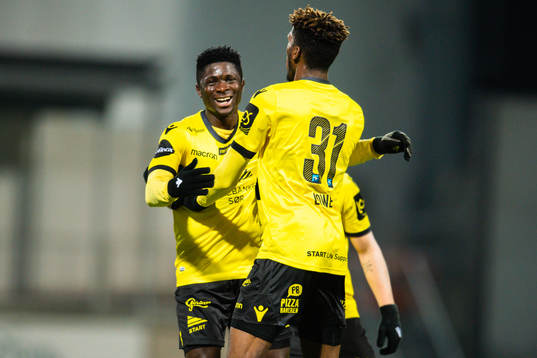 Damion Lowe of Start celebrates with teammate Afeez Aremu