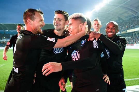 Malmö FFs Eric Larsson, Marcus Antonsson, Romain Gall och