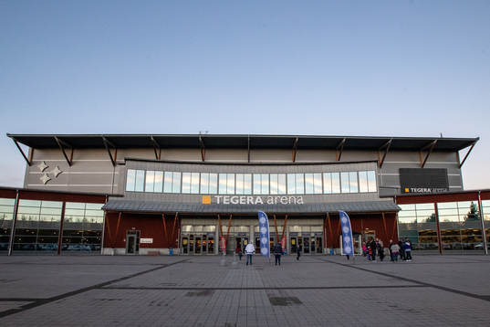 Tegera Arena innan ishockeymatchen i Hockeyallsvenskan